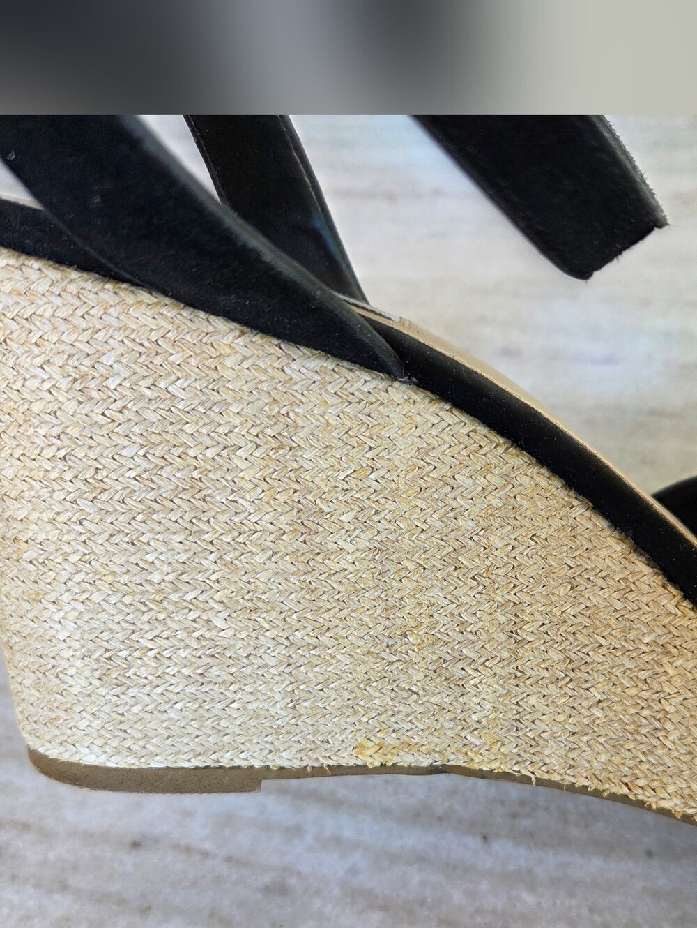 Steve Madden Binx Black Suede Wedge Ankle Strap Sandals Size 11 - Picture 7 of 9